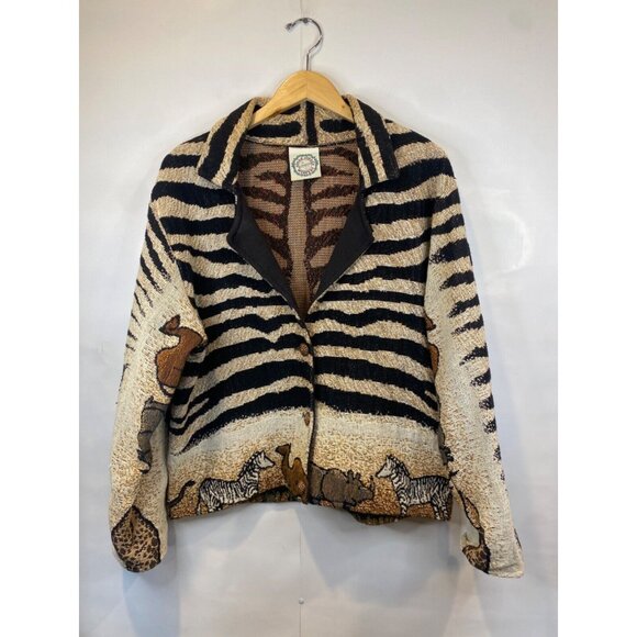 Sugar Street Weavers Jackets & Blazers - Sugar Street Weavers Woven Tapestry Safari Animal Jacket Art To Wear One Size